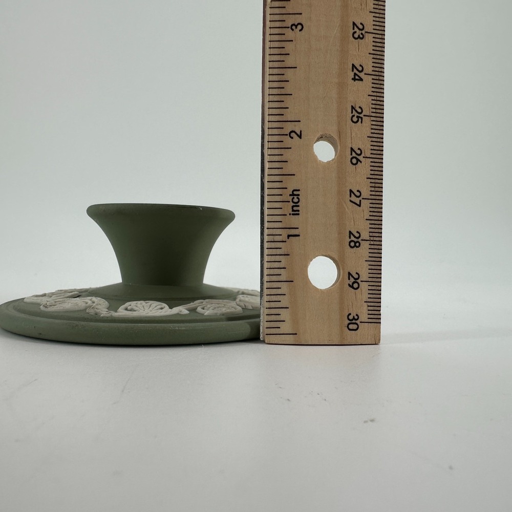 Vintage Wedgwood Sage Green Jasperware Candle Base 'Made in England' - Picture 4 of 5